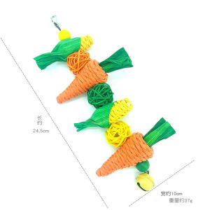 Parrot Chewing Toy Parrot toy hamster chew toy rabbit teething stick wooden rattan chew toy woven bird cage hanging toy wheat-ear and sachet style accessory Kids Learning Home Play