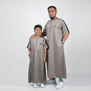 KHOIRUMMAH Jubah Ummah Couple | Gamis Ayah Dan Anak | Jubah Polos Lengan Pendek | White