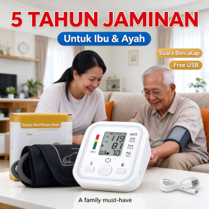 (5 Tahun Jaminan) Alat Tekanan Darah Digital Lengan Atas Tensimeter Automatik Monitor Tekanan Darah Dengan Suara & USB Percuma Sesuai Untuk Warga Emas A family must-have