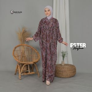 Imani Butik | Kaftan Ester | Fashion Muslim | Wanita Model Corak Mouse Crepe Halus Lembut