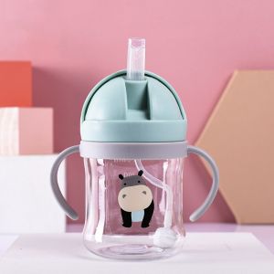 【COD】250ml Baby Water Drinking Cup with Straw&Handle Plastic BPA Free Leakproof Training Cup  with Straw Gravity Ball Feeding Nursing Water Juice Bottle Sippy Cup