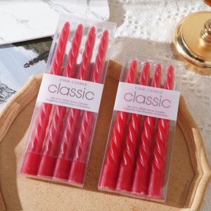 20CM Colored Spiral Candle 4pcs/Set European Retro Style Christmas Decoration Long Twisted Candle