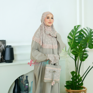 Elfatma786 - Mukena Terusan Dewasa Brukat Siti Fatimah Katun Twill Stretch Premium