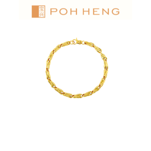 Poh Heng Jewellery 22K Twist Cutting Link Bracelet in Yellow Gold[Price By Weight]