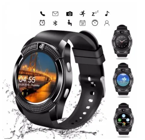 AYBOR V8 Bluetooth Calling Smartwatch with BT 3.0 Support SIM and TF Card  Camera Android Watch Compatible with All and-roid and i O S Phone for Men,  Women (Black) : Amazon.in: Electronics