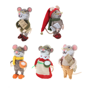 ของเล่นรูปสัตว์ผ้าขนสัตว์สักหลาดหนูตกแต่งคริสต์มาสด้วยผ้าขนสัตว์ผ้าสักหลาดตุ๊กตาเมาส์เครื่องประดับรูปแกะสลักเข็มสำหรับตกแต่งเทศกาลคริสต์มาส