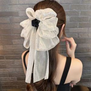 Klip Rambut 满天星网纱飘带蝴蝶结抓夹 Butterfly Bow Hair Claw 半扎发后脑勺鲨鱼夹Elegant Hair Clip Fashion Hair Accessories