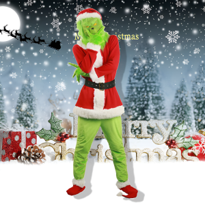 Christmas Costumes Green Monster Mask Set Christmas Clothing and Accessories Adult and Childrens Sizes Grimm Costume Mask Headgear Party Costumes