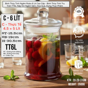 Bình Đựng Nước Thủy Tinh 6 Lít Có Vòi - Hũ Thủy Tinh Trụ Trơn 6L Decor Tiệc Cưới Bình Ngâm Hoa Quả Detox Cao Cấp
