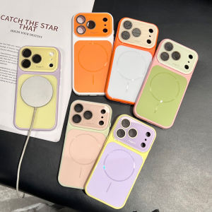 New Candy Color Collision Matte Case For iPhone 17 16 15 14 13 Pro Max For Magsafe AG Back Shell With Glass Lens Film