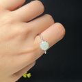 Nhẫn Khấu Bình An Ngọc Cẩm Thạch Bọc Bạc 925. 