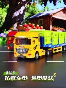 CuddleCove Kids Fruit Transport Truck Toy Cargo Trailer Vehicle with Mini Fruit Crates Educational Pretend Play Toy 儿童水果运输车