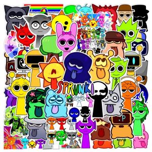 50PCS Incredibox Sprunki Stickers DIY Skateboard Notebook Fridge Phone Guitar Luggage Cartoon Decals Kids Toy Graffiti