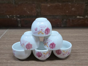Combo chén uống trà ( Ly tách ) hoa hồng không quai hàng bình dân miệng 6cm cao 4cm dung tích 55ml