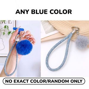Autumn and Winter Plush Ball Pendant Mobile Phone Lanyard Super Cool Personalized Denim Pattern