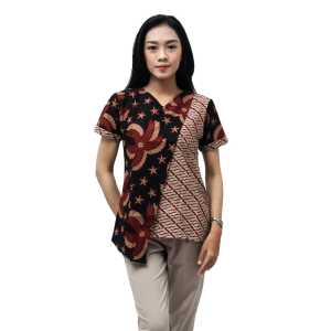 Batik Wanita Blouse Batik Atasan Batik Batik Modern S-M-L-XL-XXL-3L-4L-5L = SOMPAL