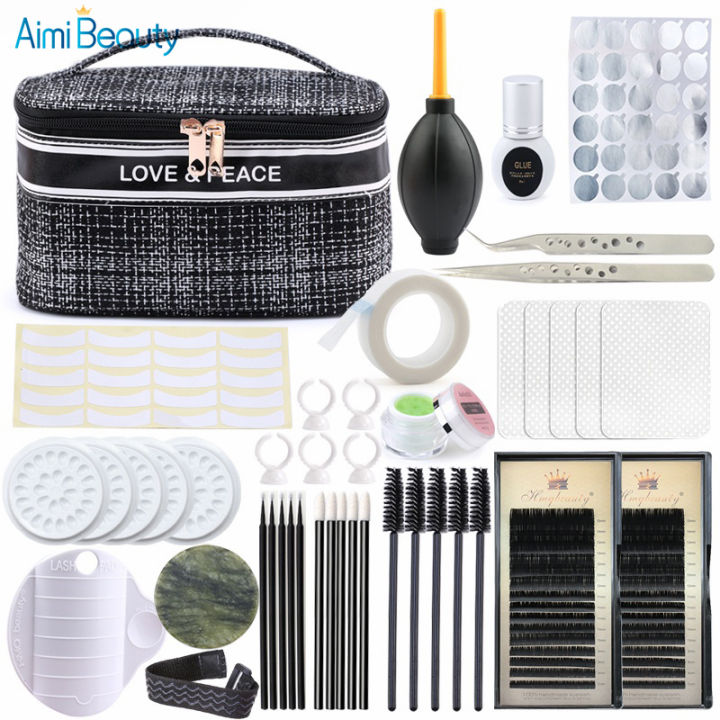 Eyelash Extension Training Kit Practice Model Head Tweezer Ring Brush