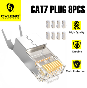 CAT7 Gold-Plated RJ45 Modular Plug Network Ethernet Fast Transmission (8pcs)