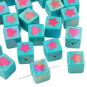 2-5pcs 16mm Cute Square Heart Star Charms Beads for Necklace Bracelet Keychain DIY Jewelry Making