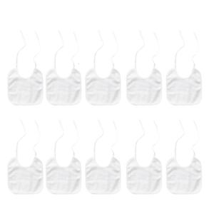White Cotton Baby Bibs for Painting Pack of 10pcs Drool Bib Adjustable Strap Burp Cloth Waterproof Saliva Towel Set