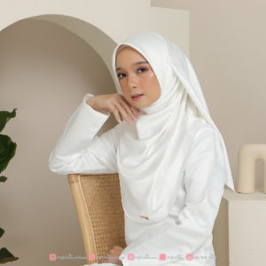 [BAWAL - Pearly Satin Matte] ARLENE PREMIUM Bawal Bride OFF WHITE - Tudung Nikah Tudung Kawin - MyPuteri