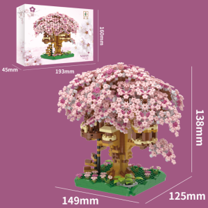 Mainan Balok Bangunan Mini Model Rumah Pohon Sakura Jepang Untuk Hadiah Ulang Tahun / building blocks Dekorasi Creator Expert
