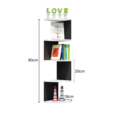 Corner Shelf Bookshelf 4/5-Layers Floating Shelf Multifunctional Decoration Wall Shelf for Living Room No Drilling Corner Rack