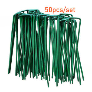 50pcs Tworsen U-Shaped Garden Ground Grass Lawn Turf Galvanised Pegs Staples Fastening Nails