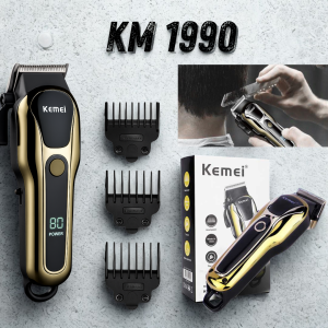 Professional Kemei 1990 Cordless Hair Trimmer USB Rechargeable Electric Clipper with LCD Screen Quiet Beard & Hair Cutting Machine Men Grooming hair tool Potong Rambut Lelaki