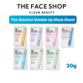 The Face Shop Solution Double Up Facial Mask Sheet Mask Korean Masker Muka Korea Hydrating Mask 20g. 