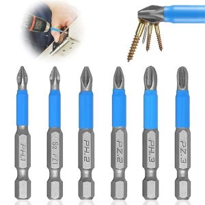Bộ mũi vít từ tính chống trượt 6 món thép S2 siêu cứng chuôi lục giác 6.35mm