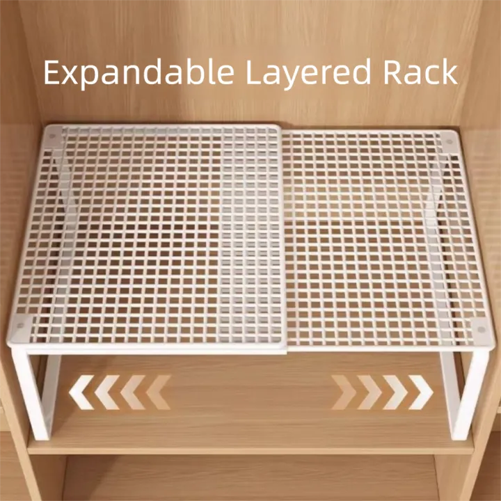GUHEHARD Stackable Telescopic Closet Shelf Layered Partition Adjustable