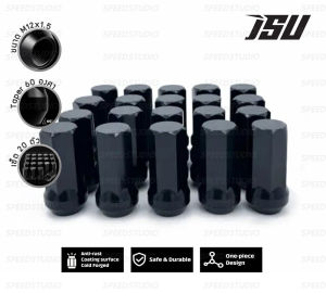 JSU น๊อตล้อ น๊อตล้อยาว น๊อตล้อเหล็ก น๊อตล้อรถยนต์ สีดำ ขนาดเกลียว 1.5 ใช้กับรถ TOYOTA / HONDA / MITSUBISHI / MAZDA / ISUZU / DAIHATSU จำนวน 20 ตัว