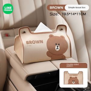 100% Authentic Line Friends Car Tissue Box Holder PU Leather Waterproof Moisture-proof Tissue Storage Box Cover Sanitary Box Tisu BROWN CHOCO CONY LFB158/LFB168/LFB265/LFB273/LFB320/LFB204