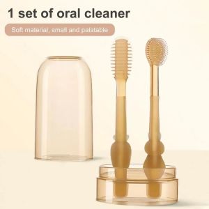 Baby Silicone Toothbrush Tongue Brush Cup Set Infant Teeth Tongue Brushes (0 to 2 Years Old) Berus Gigi Budak 宝宝牙刷