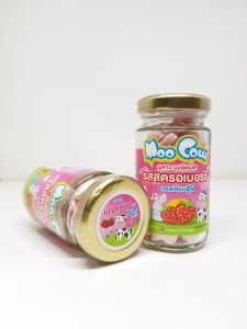 [1 ขวด] มูคาว ลูกอม นมอัดเม็ด ผสมแคลเซียม เม็ดหน้าวัว บรรจุ 6 ขวด * 60 กรัม