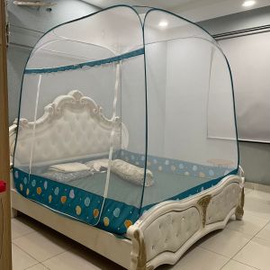 Màn Chụp Mùng Chụp Đỉnh Vuông Cao Cấp Mộc Miên 18mx2m - 1 cửa ( Xanh Cổ Vịt )