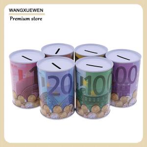 [COD] กระปุกออมสินรูปทรงกระบอกที่ปลอดภัยสำหรับใส่เหรียญกระปุกออมสินยูโรดอลลาร์