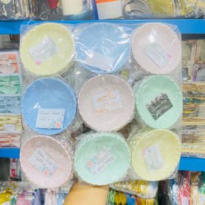 Mangkok bulat gerigi warna soft kemas plastik souvenir pernikahan ulang tahun dan khitanan ISI 50 PCS