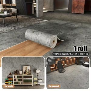 PLLEWY 3M×40cm Vinyl Wallpaper Self-Adhesive Concrete Texture Foam Wall Panels Decoration Interior Decor Waterproof Wall Stickers Home