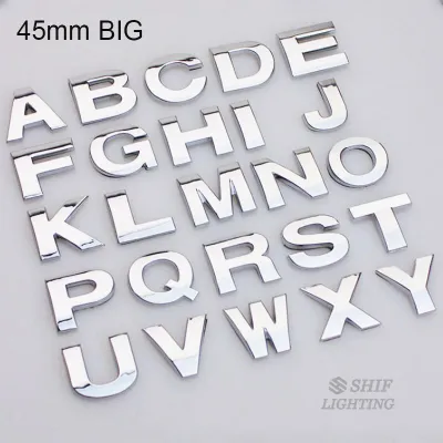 Laifu 1x45mm bạc kim loại DIY 3D ký tự bảng chữ cái Số biểu tượng động cơ xe tấm dán logo