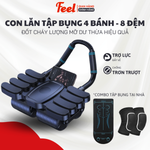 Con Lăn Tập Bụng Trợ Lực 4 Bánh 8 Đệm Máy Tập Bụng Dụng Cụ Plank Đốt Cháy Mỡ Bụng Hiệu Quả