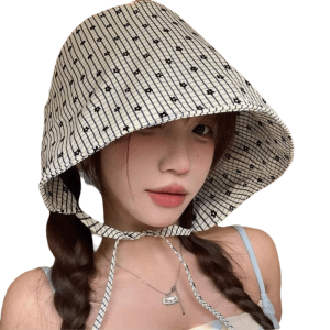 DOOUR Có thể gấp lại Mũ ngư dân Vành rộng Sọc sọc Mũ Panama Thời trang Có thể điều chỉnh Mũ chống nắng đi biển Mùa hè