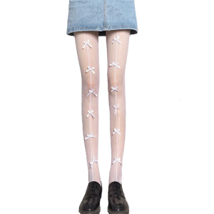 Ngọt Ngào JK cô gái pantyhose cổ điển cho phụ nữ dễ thương nhỏ Bowknot embellshments xuyên thấu Fishnet Quần lưới bó vớ
