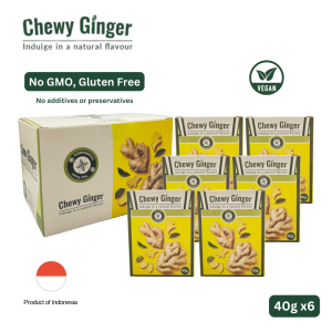 Chewy Ginger Natural Flavor Snack Multipack - Vegan Gluten-Free GMO-Free 40g x 6/12 Packs