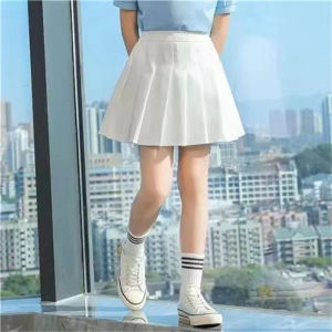 GUOYIHUA จัดส่งทันที สไตล์เกาหลี มีซับในเป็นกางเกง กระโปรงเทนนิสเอวสูง skirt สีพื้น กระโปรง คนอ้วนก็ใส่ได้ กระโปรงทรงแคบ