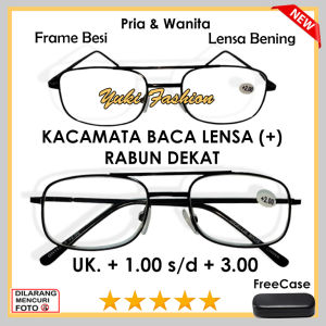 FREE CASE - Kacamata Rabun Jarak Dekat Model Aviator Gaya Vintage Retro Korea Style - Frame Full Besi Lensa Bening - Tersedia Ukuran (+)1.00 sampai (+)3.00 - Model Terbaru Untuk Pria Dan Wanita Dewasa - TERKINI