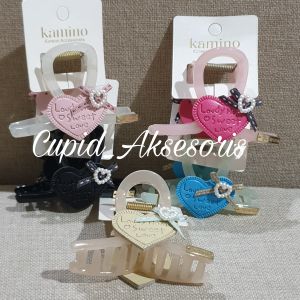 JEPIT RAMBUT KAMINO SALON BESAR 8CM / JEPIT SALON RAMBUT 8 cm / JEPITAN RAMBUT BENTUK SILANG HATI HOME SWEET LOVE PITA LOVE MIX