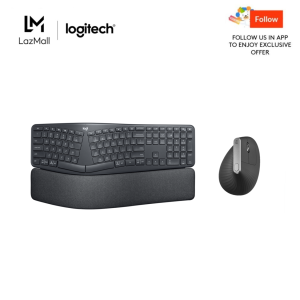 Logitech Ergo K860 Wireless Split Keyboard + Logitech MX Vertical Ergonomic Mouse for Stress Injury Care
