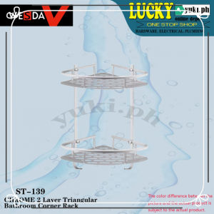 JR1006 CHROME 2 LAYER TRIANGULAR BATHROOM CORNER RACK (SCREW TYPE)